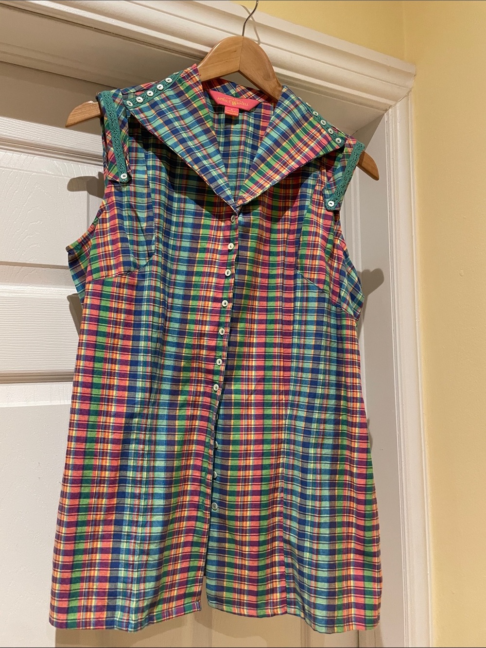 April Cornell Multicolor Plaid Shirt shirt Cottagecore Prairies